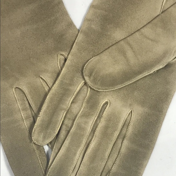 Vintage FOWNES Own Make Women Gloves Beige All Leather 54C Made In France AS IS - Picture 3 of 11